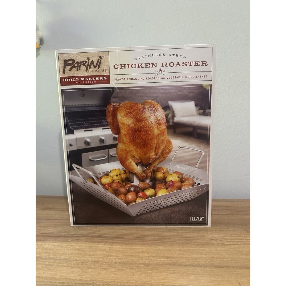 NEW Parini Cookware Chicken Roaster Stainless Steel New BBQ Cookout